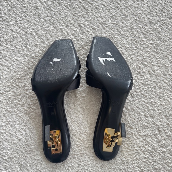SAINT LAURENT Opyum Slide Sandal Heel in Noir 40 - Picture 8 of 14